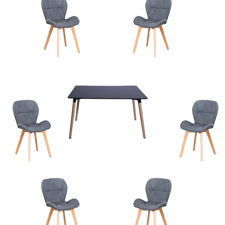 Comedor Mesa Rectangular Melamina 120x80 cm + Sillas Radar Velvet 10