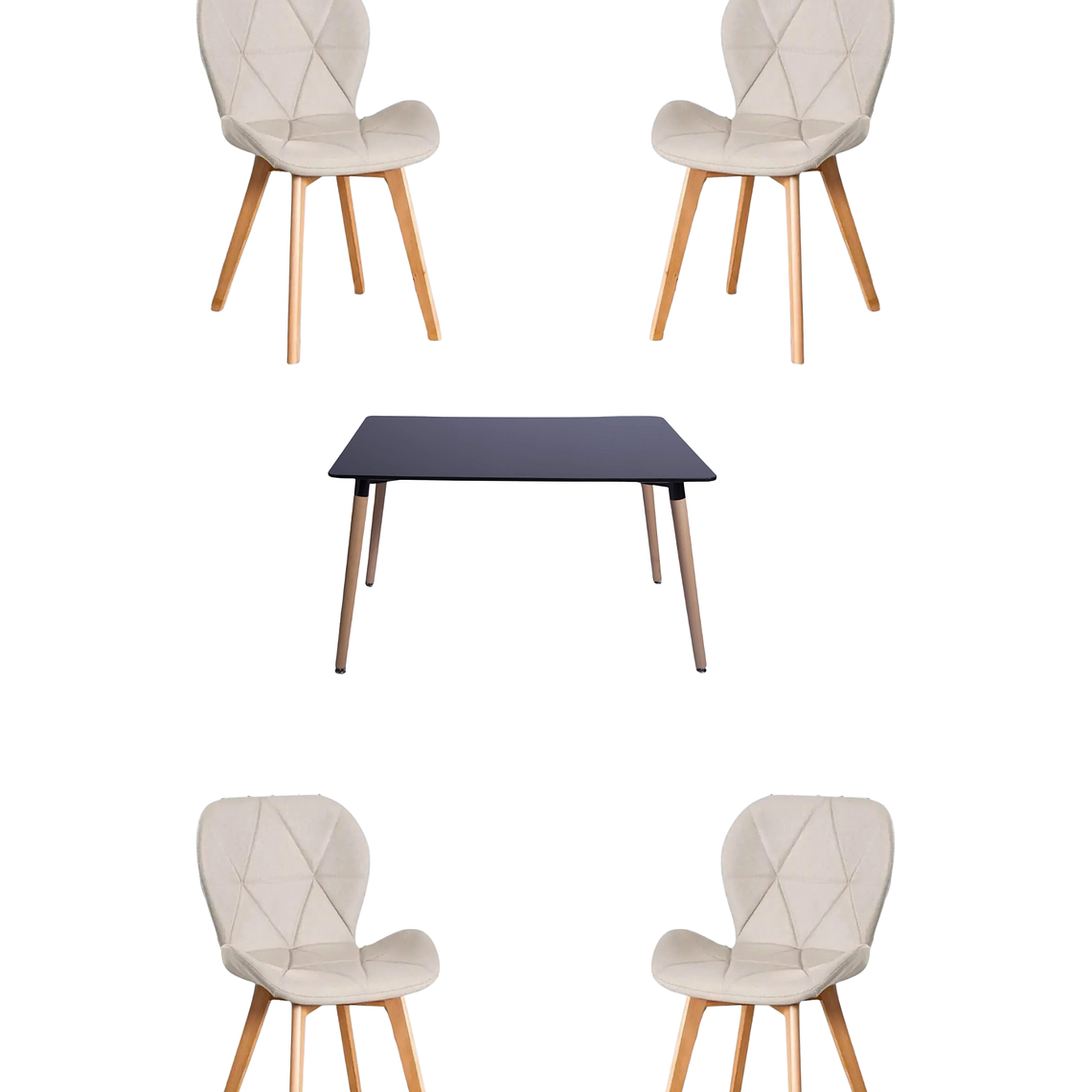 Comedor Mesa Rectangular Melamina 120x80 cm + Sillas Radar Velvet 11