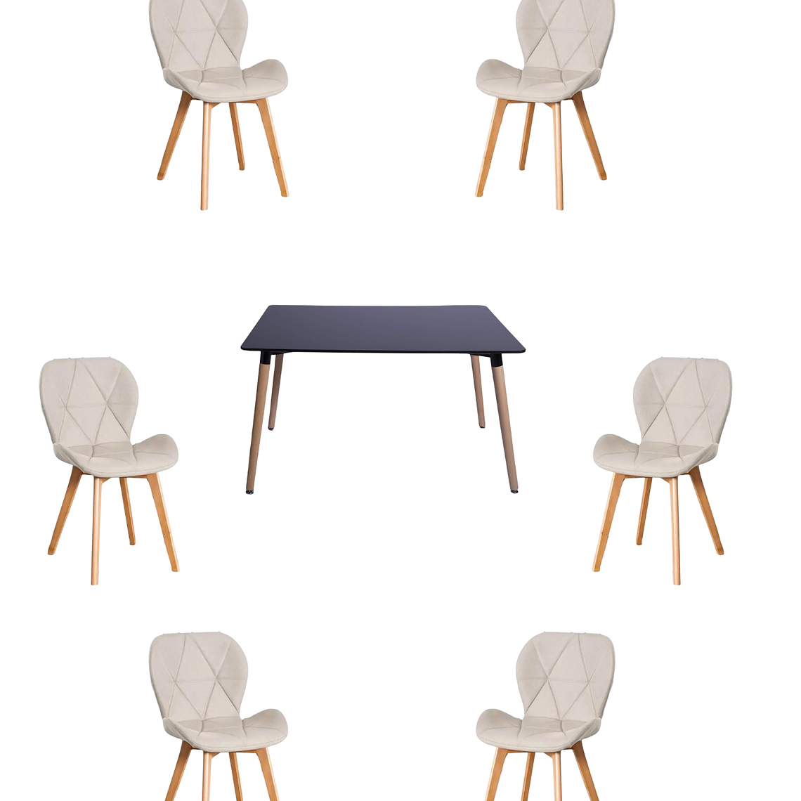 Comedor Mesa Rectangular Melamina 120x80 cm + Sillas Radar Velvet 12