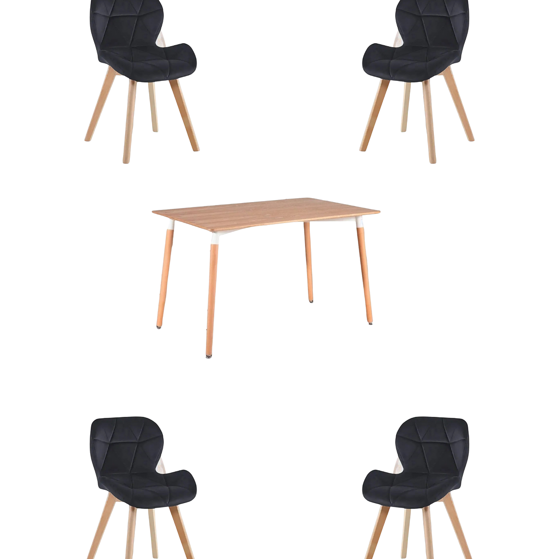 Comedor Mesa Rectangular Melamina 120x80 cm + Sillas Radar Velvet 13