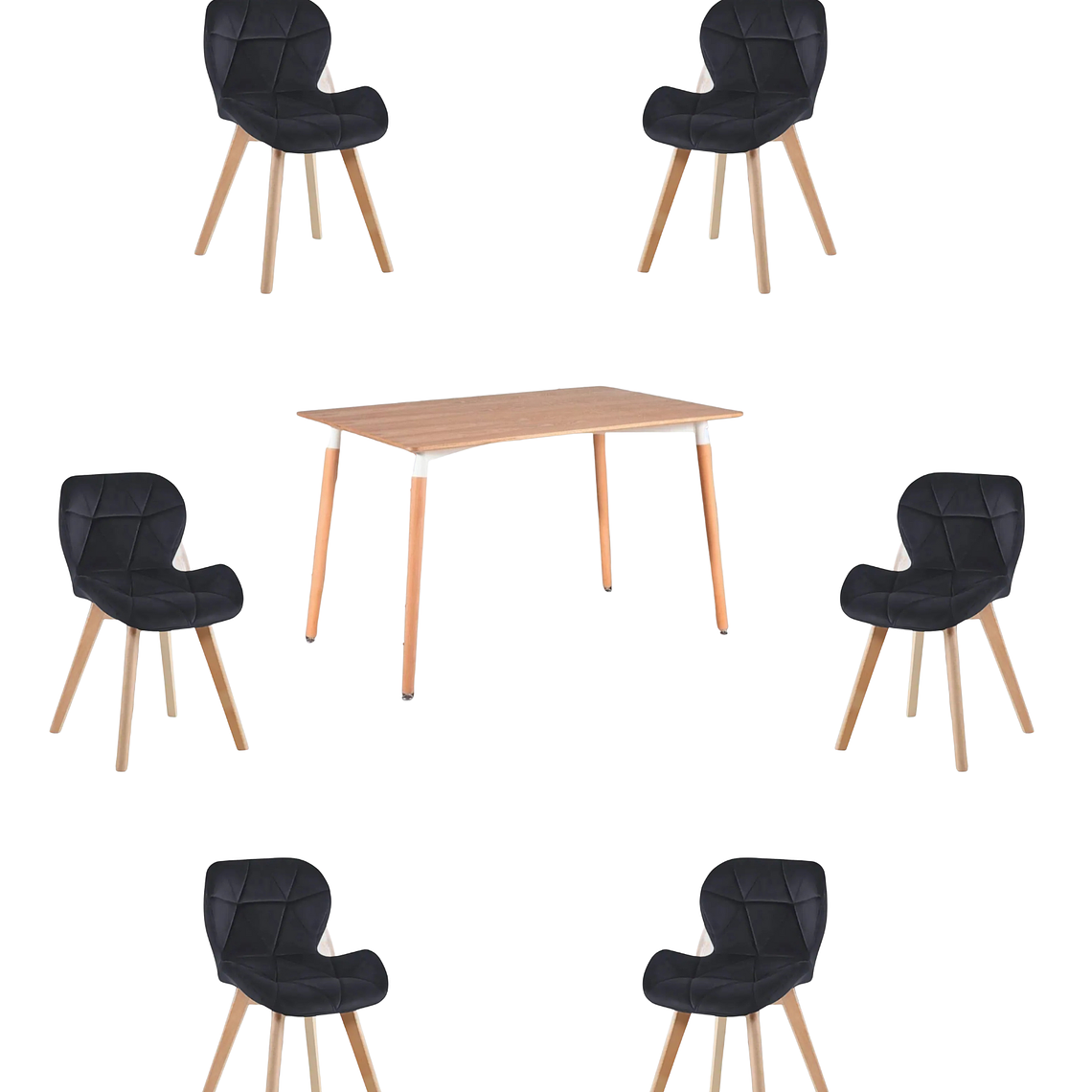 Comedor Mesa Rectangular Melamina 120x80 cm + Sillas Radar Velvet 14