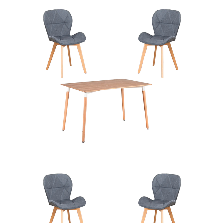 Comedor Mesa Rectangular Melamina 120x80 cm + Sillas Radar Velvet 15