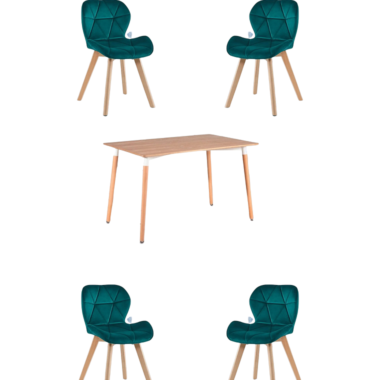 Comedor Mesa Rectangular Melamina 120x80 cm + Sillas Radar Velvet 17