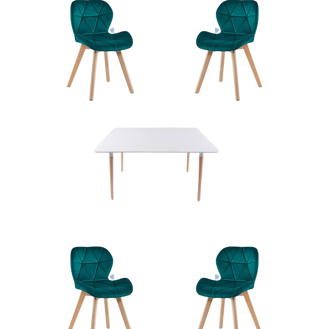 Comedor Mesa Rectangular Melamina 120x80 cm + Sillas Radar Velvet 19