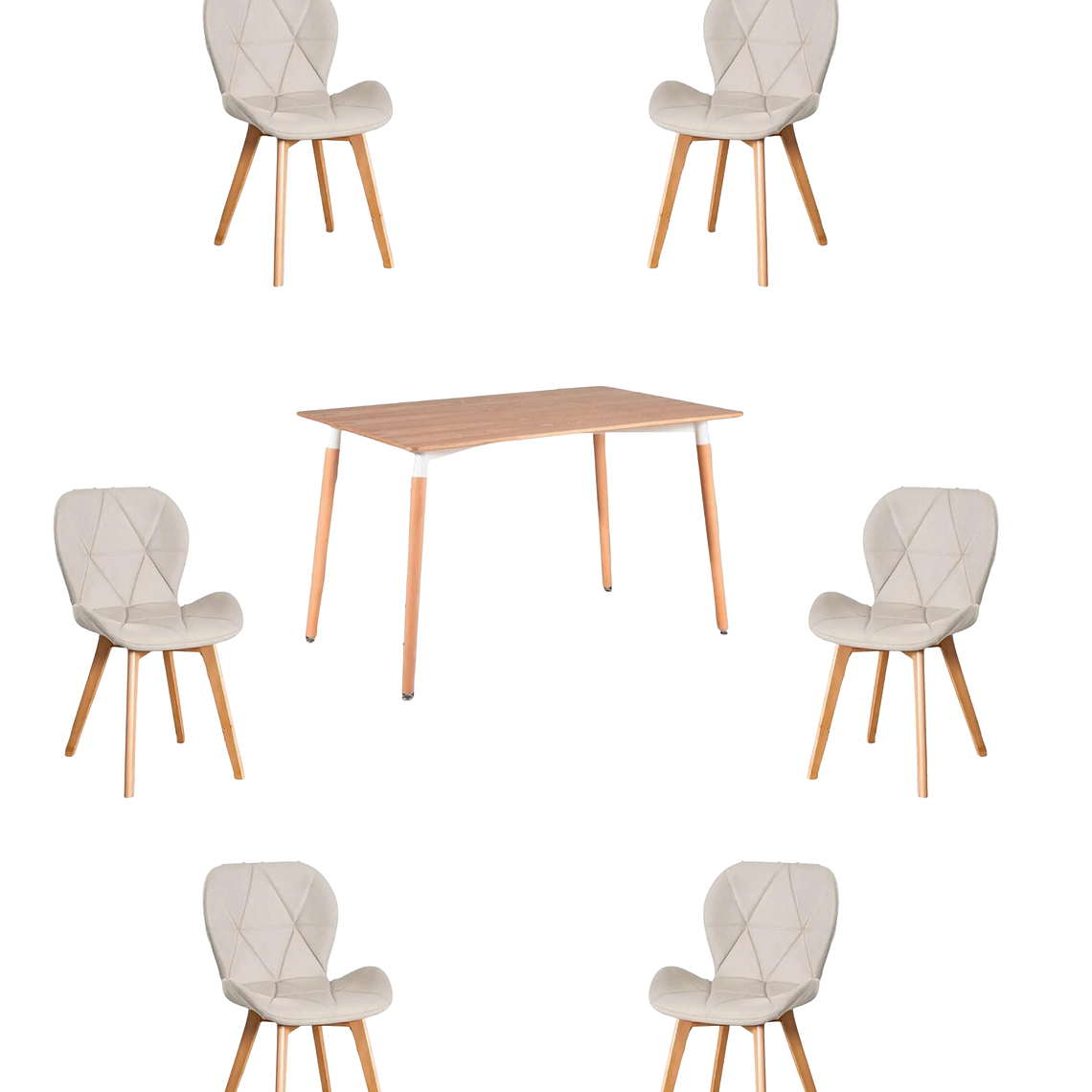 Comedor Mesa Rectangular Melamina 120x80 cm + Sillas Radar Velvet 20