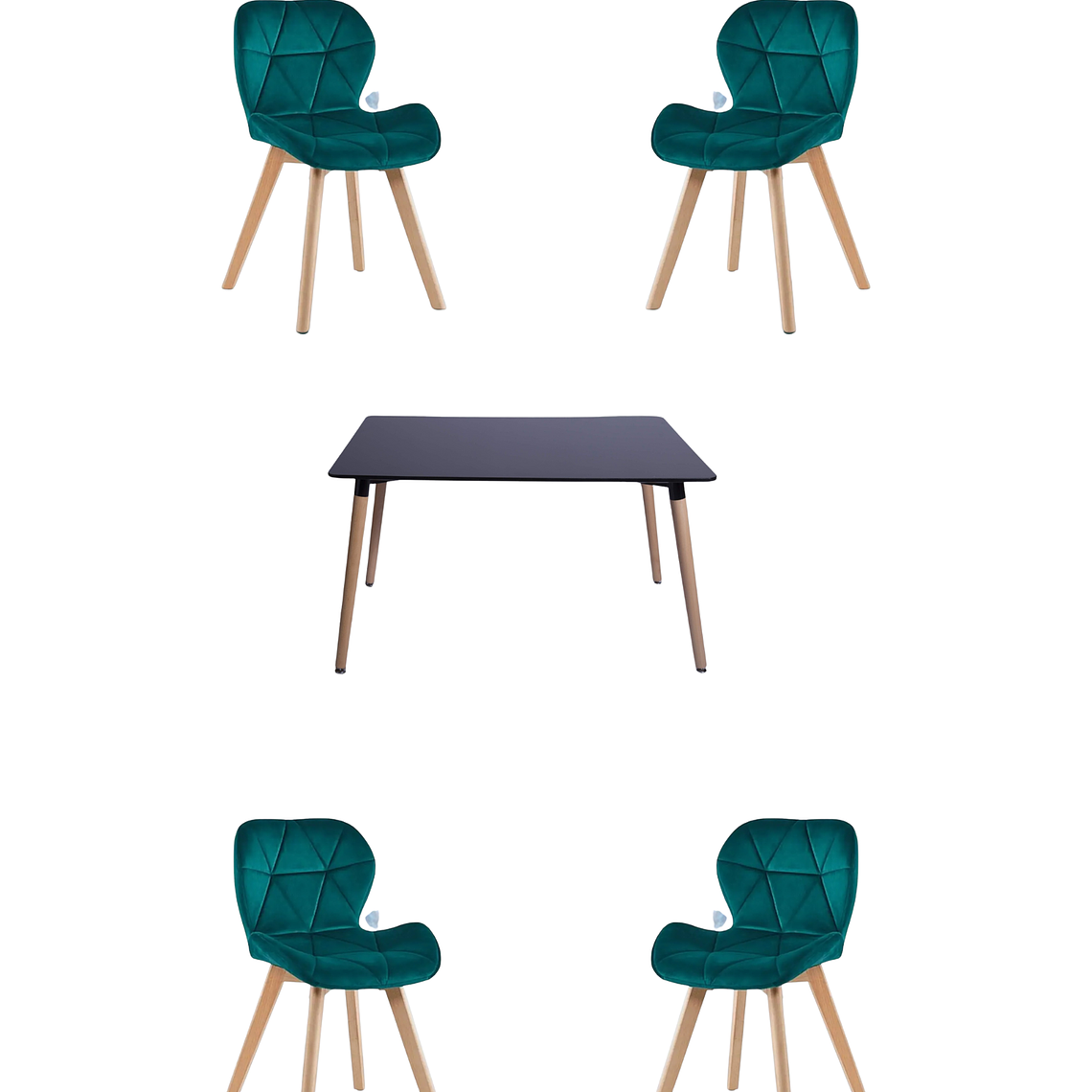 Comedor Mesa Rectangular Melamina 120x80 cm + Sillas Radar Velvet 21