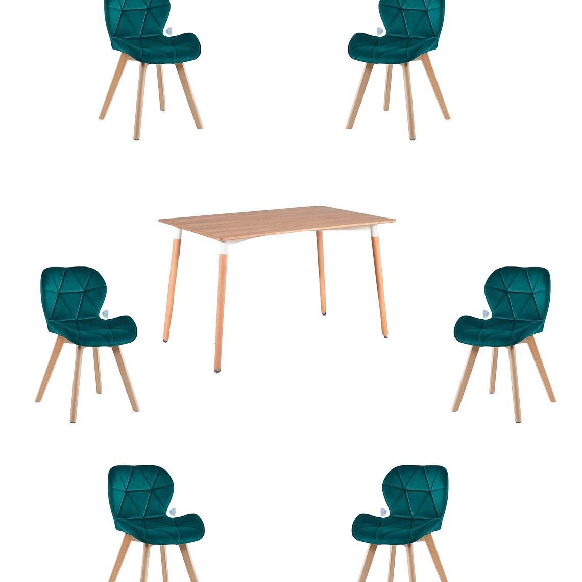 Comedor Mesa Rectangular Melamina 120x80 cm + Sillas Radar Velvet 22