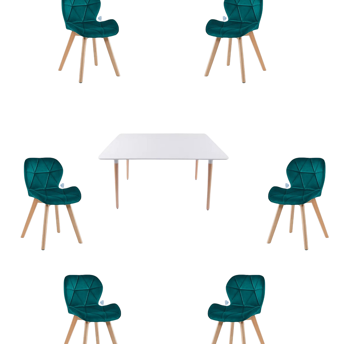 Comedor Mesa Rectangular Melamina 120x80 cm + Sillas Radar Velvet 23