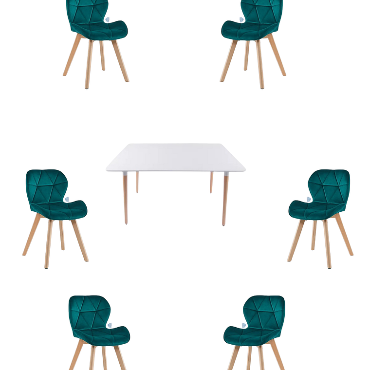 Comedor Mesa Rectangular Melamina 120x80 cm + Sillas Radar Velvet 23