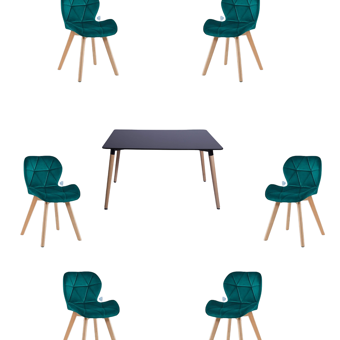 Comedor Mesa Rectangular Melamina 120x80 cm + Sillas Radar Velvet 24