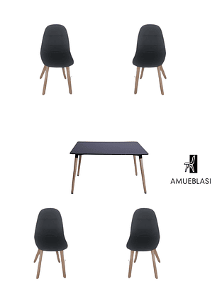 Comedor Mesa Rectangular Melamina 120x80 cm + Sillas Capitone