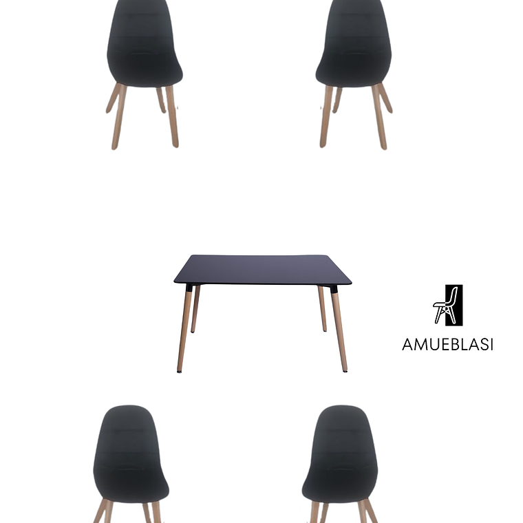 Comedor Mesa Rectangular Melamina 120x80 cm + Sillas Capitone 1