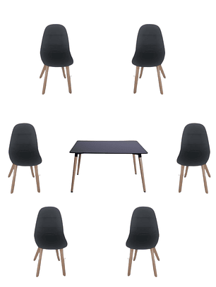 Comedor Mesa Rectangular Melamina 120x80 cm + Sillas Capitone