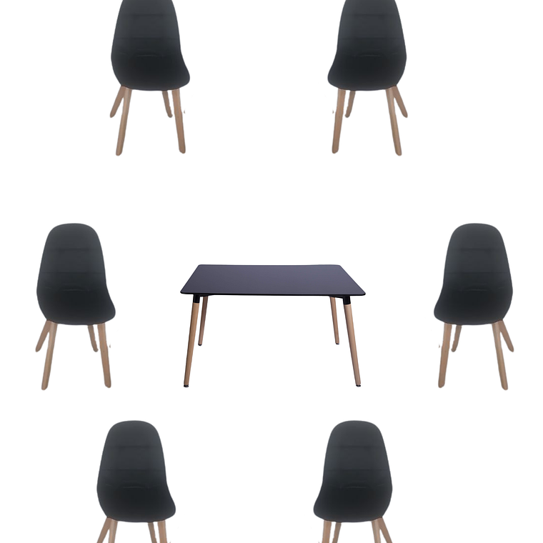 Comedor Mesa Rectangular Melamina 120x80 cm + Sillas Capitone 2