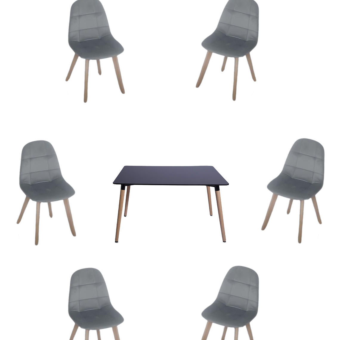 Comedor Mesa Rectangular Melamina 120x80 cm + Sillas Capitone 4