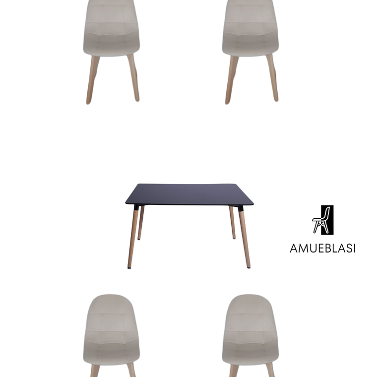 Comedor Mesa Rectangular Melamina 120x80 cm + Sillas Capitone 5