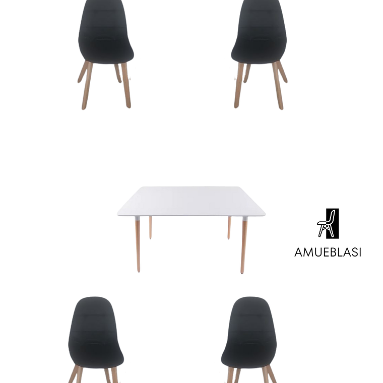 Comedor Mesa Rectangular Melamina 120x80 cm + Sillas Capitone 7