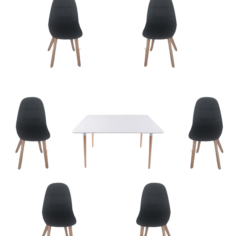 Comedor Mesa Rectangular Melamina 120x80 cm + Sillas Capitone 8