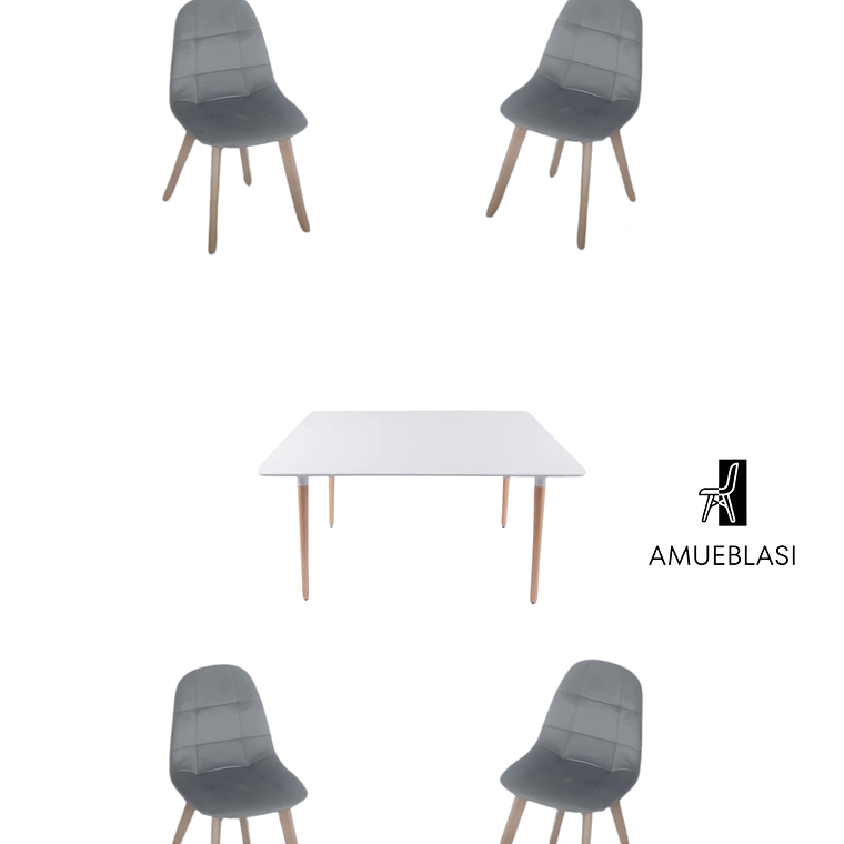 Comedor Mesa Rectangular Melamina 120x80 cm + Sillas Capitone 9