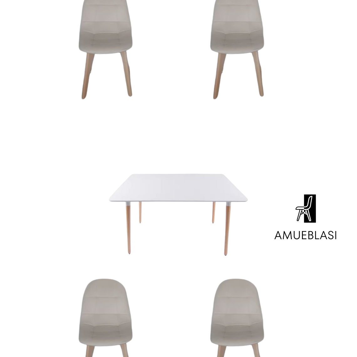 Comedor Mesa Rectangular Melamina 120x80 cm + Sillas Capitone 11