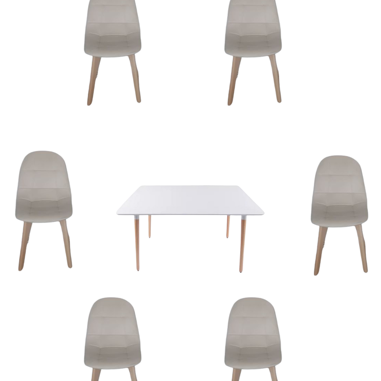 Comedor Mesa Rectangular Melamina 120x80 cm + Sillas Capitone 12