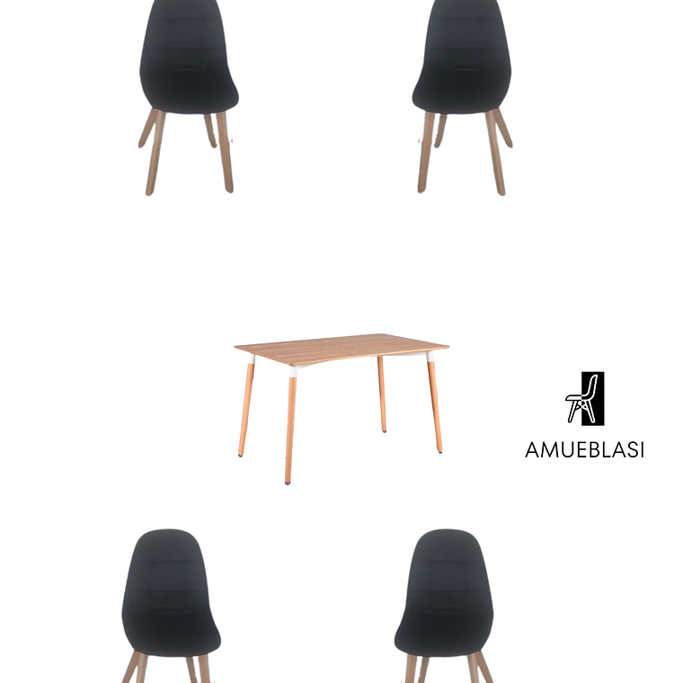 Comedor Mesa Rectangular Melamina 120x80 cm + Sillas Capitone 13