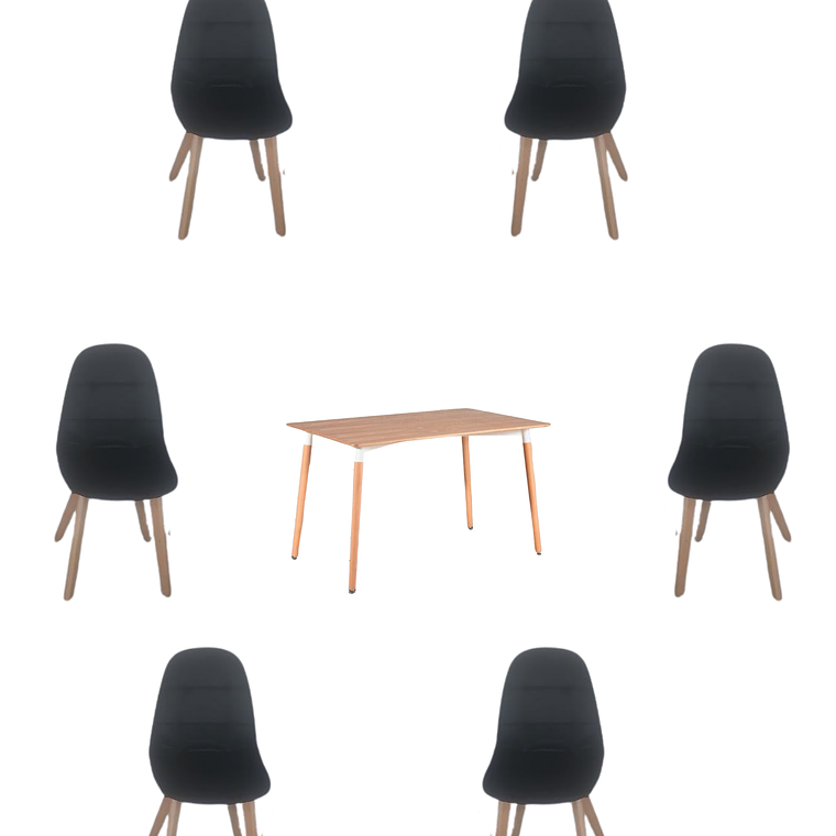 Comedor Mesa Rectangular Melamina 120x80 cm + Sillas Capitone 14