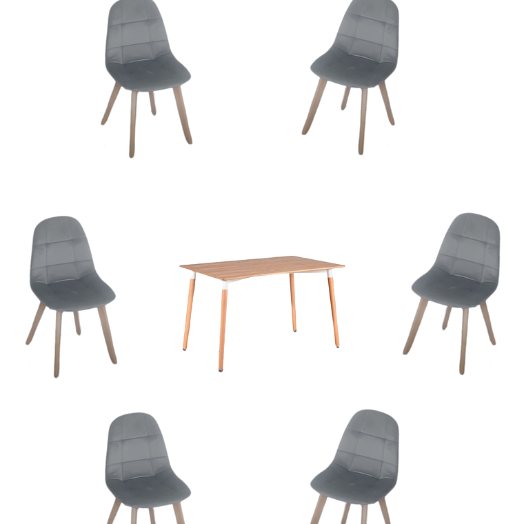 Comedor Mesa Rectangular Melamina 120x80 cm + Sillas Capitone 16