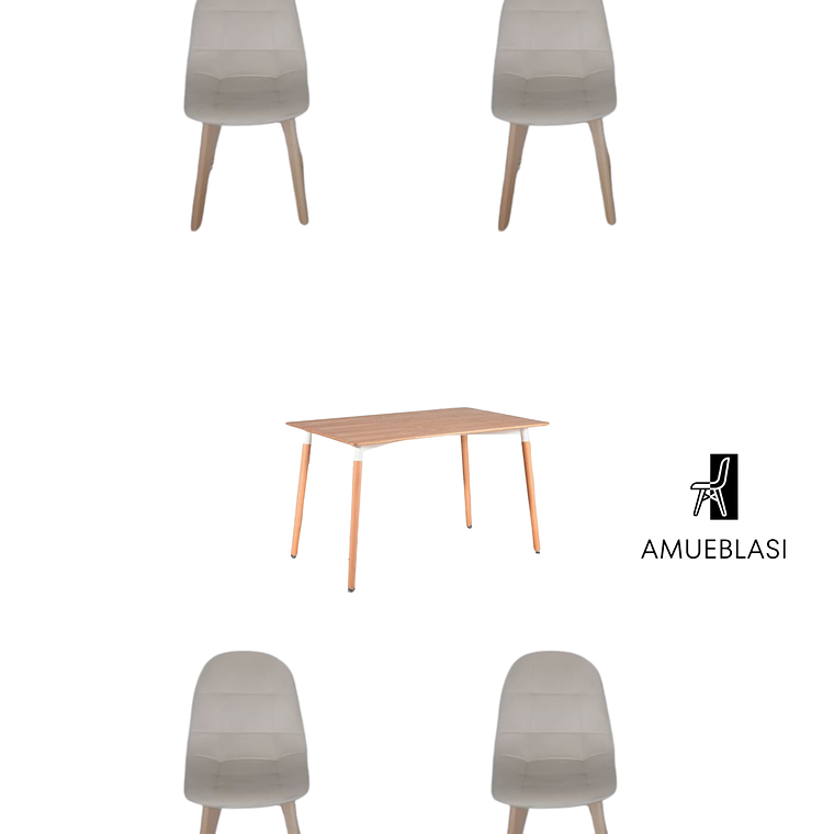 Comedor Mesa Rectangular Melamina 120x80 cm + Sillas Capitone 17
