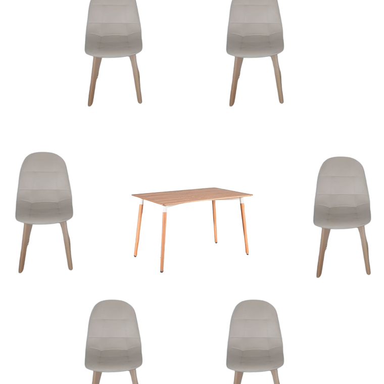 Comedor Mesa Rectangular Melamina 120x80 cm + Sillas Capitone 18