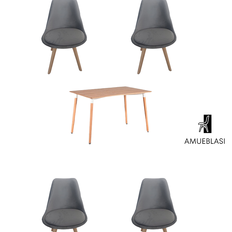 Mesa Rectangular Melamina 120x80 cm + Sillas Tulip Velvet 11