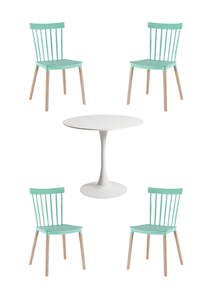 Comedor Mesa Redonda Tulip + Sillas Windsor