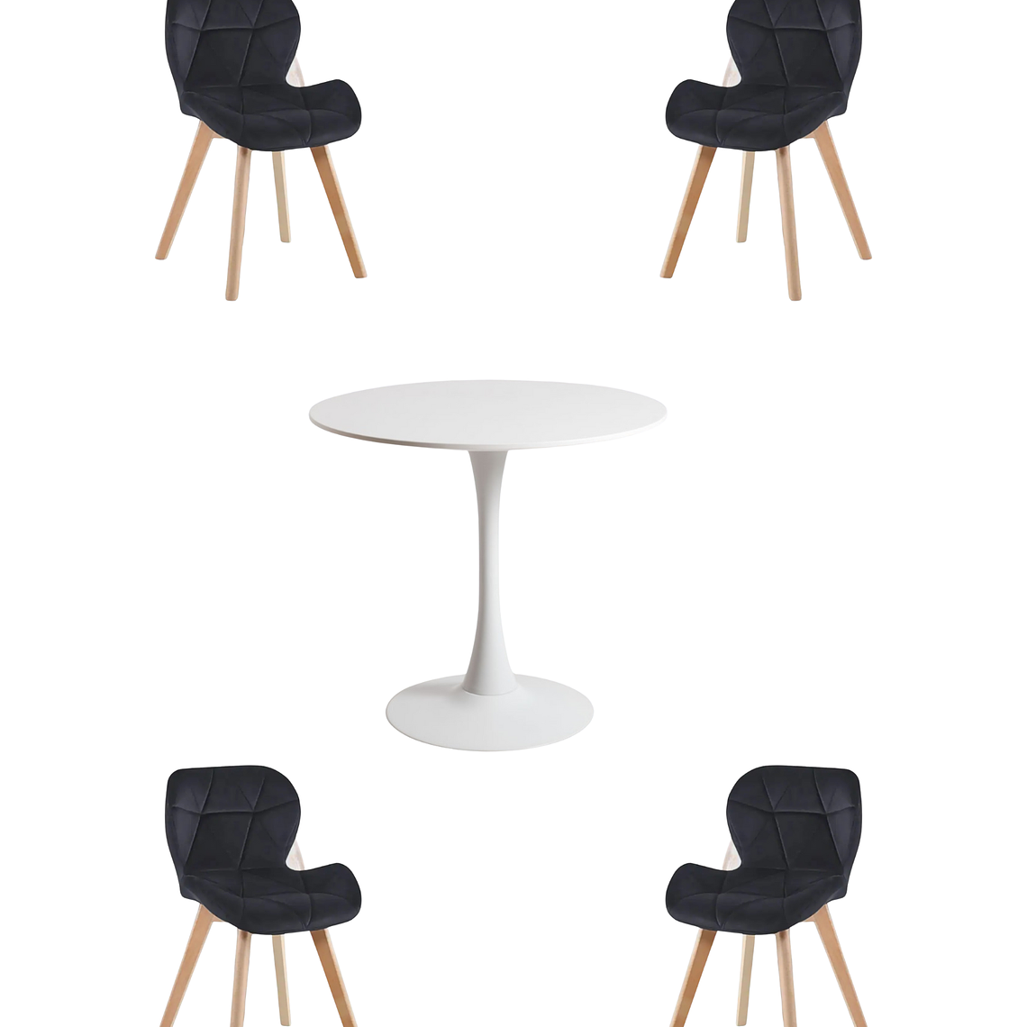 Comedor Mesa Redonda Tulip  + Sillas Radar Velvet 2