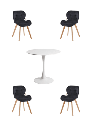 Comedor Mesa Redonda Tulip  + Sillas Radar Velvet