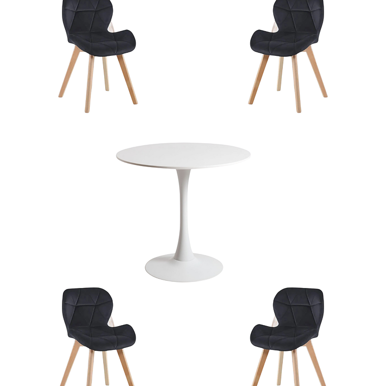 Comedor Mesa Redonda Tulip  + Sillas Radar Velvet 2