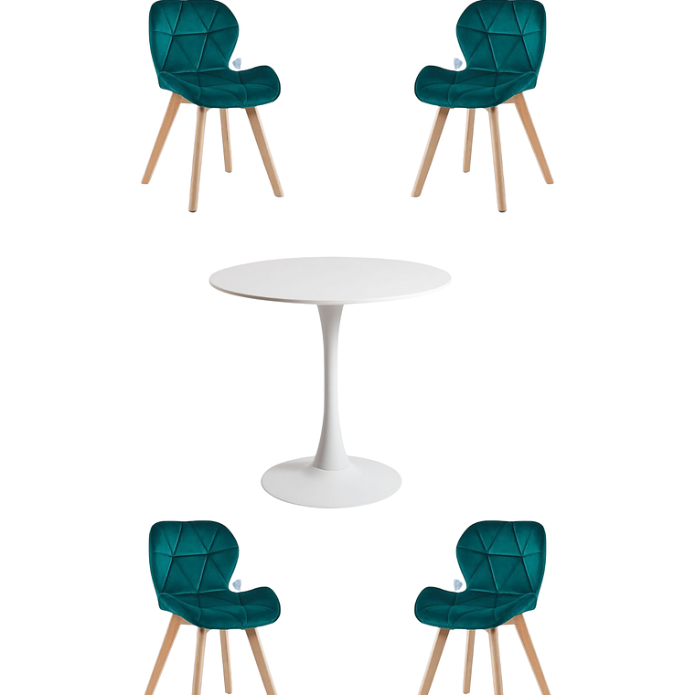 Comedor Mesa Redonda Tulip  + Sillas Radar Velvet 5