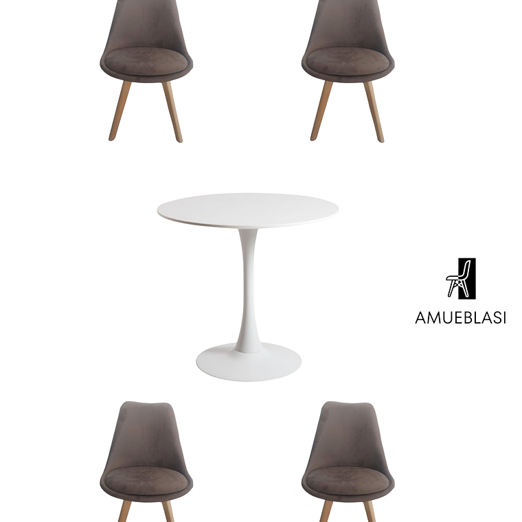 Comedor Mesa Redonda Tulip + Silla Tulip Velvet 1
