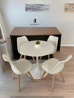 Comedor Mesa Redonda Tulip Blanca + Sillas Tulip