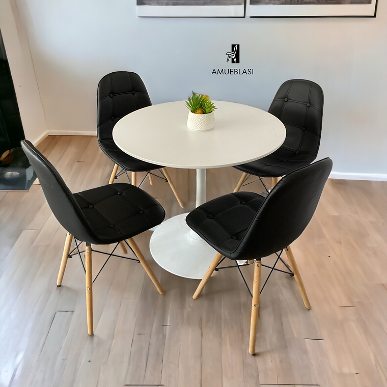Comedor Mesa Redonda Tulip + Sillas Buckle 1
