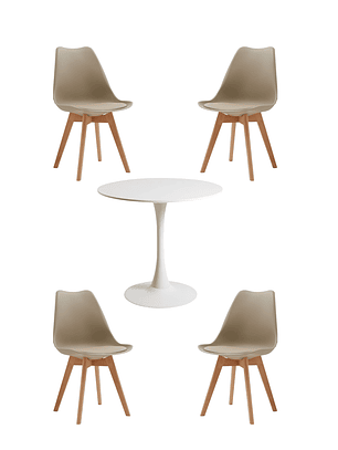 Comedor Mesa Redonda Tulip Blanca + Sillas Tulip