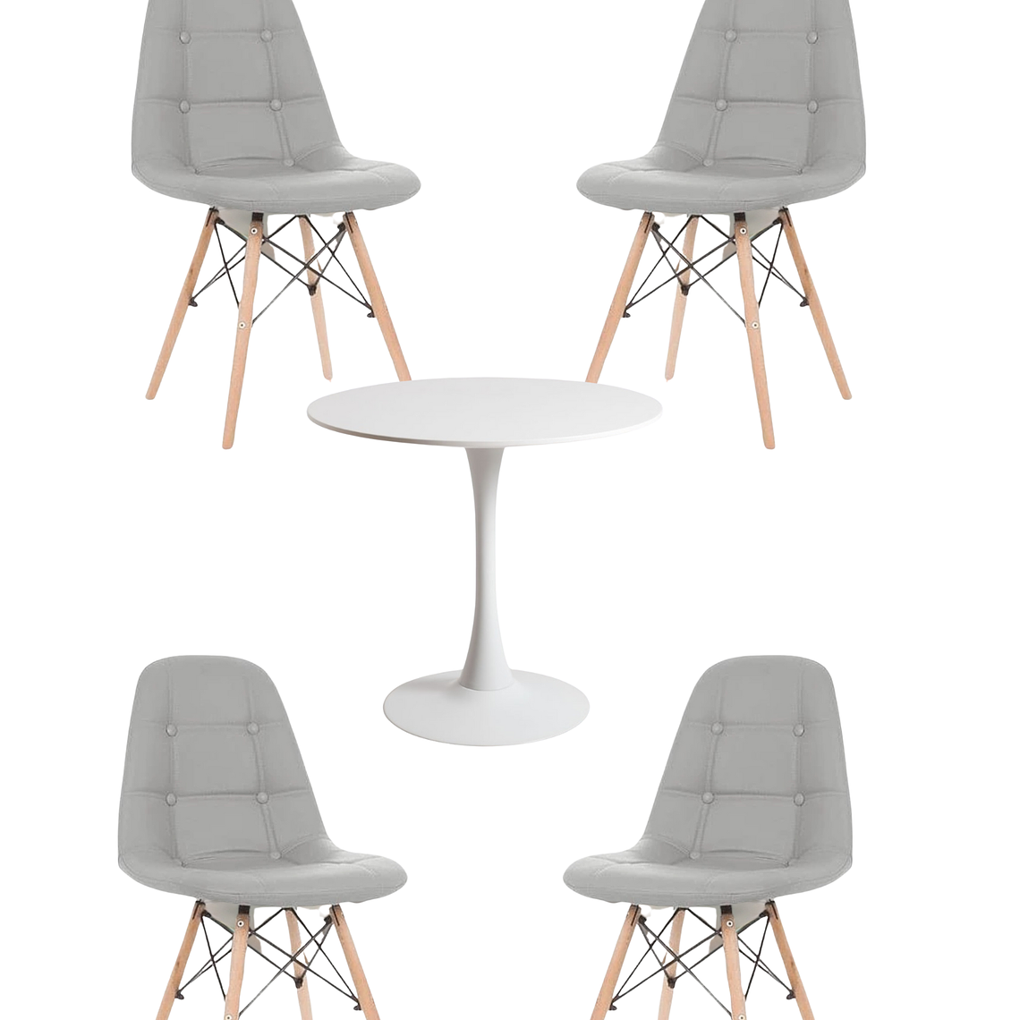 Comedor Mesa Redonda Tulip + Sillas Buckle 3