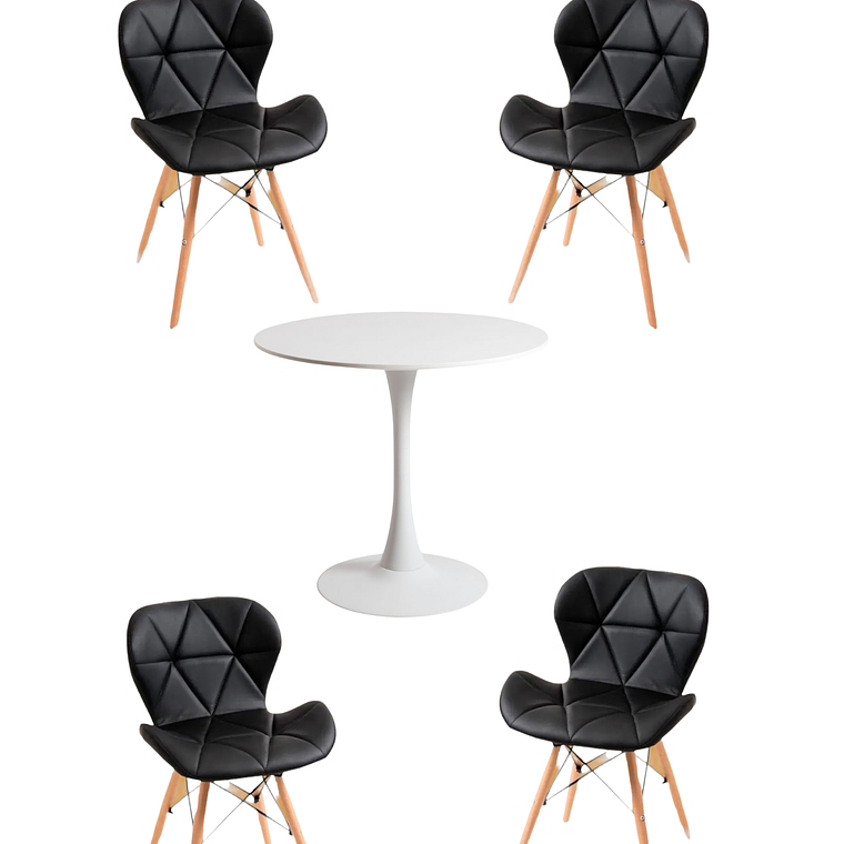 Comedor Mesa Redonda Tulip + Sillas Radar 4