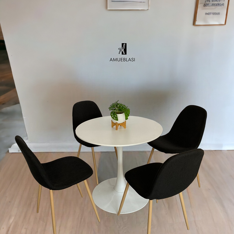 Comedor Mesa Redonda Tulip blanca + Sillas Scoop 4