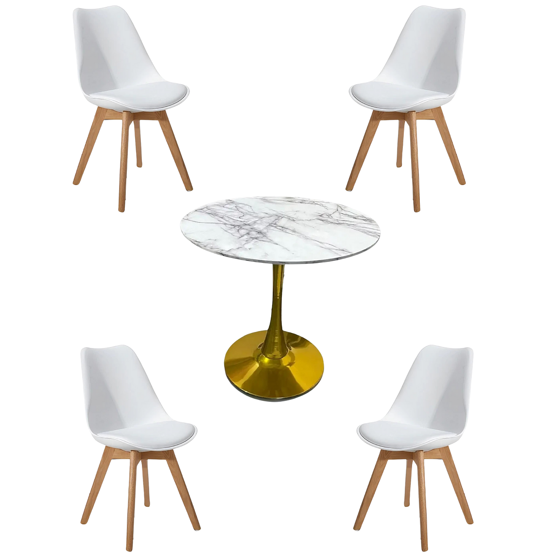 Comedor Mesa Redonda Tulip Golden + Sillas Tulip 7