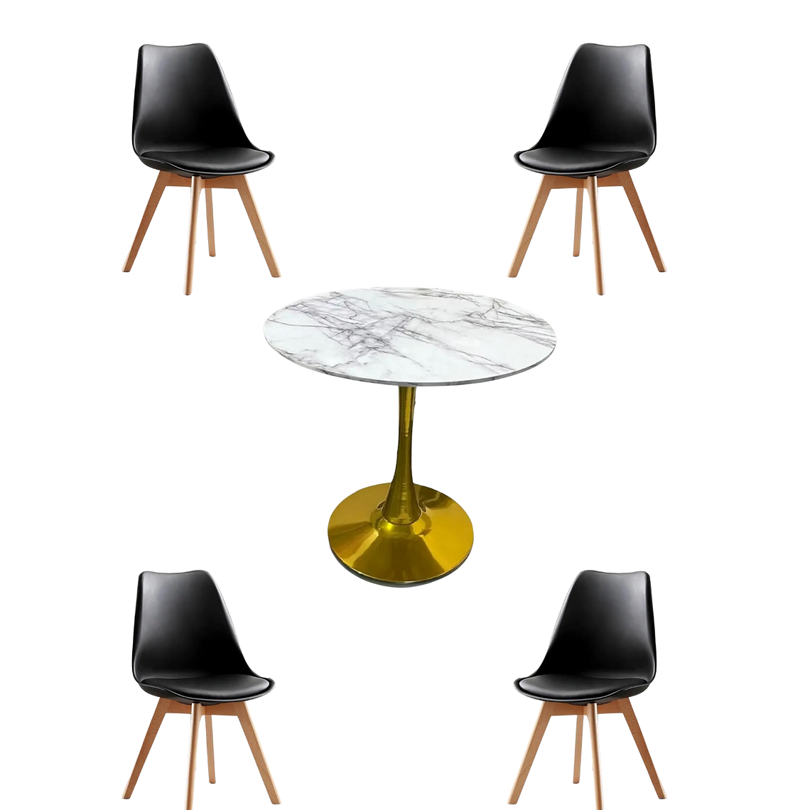 Comedor Mesa Redonda Tulip Golden + Sillas Tulip 6