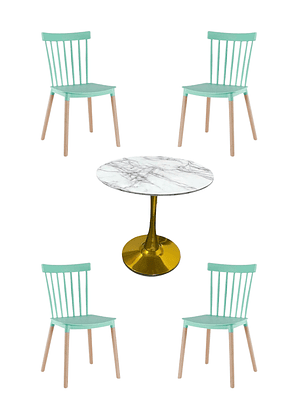 Comedor Mesa Tulip Golden + Sillas Windsor