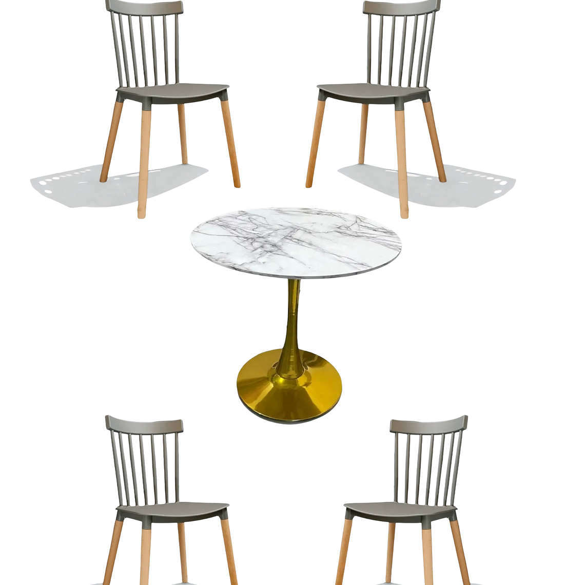 Comedor Mesa Tulip Golden + Sillas Windsor 3