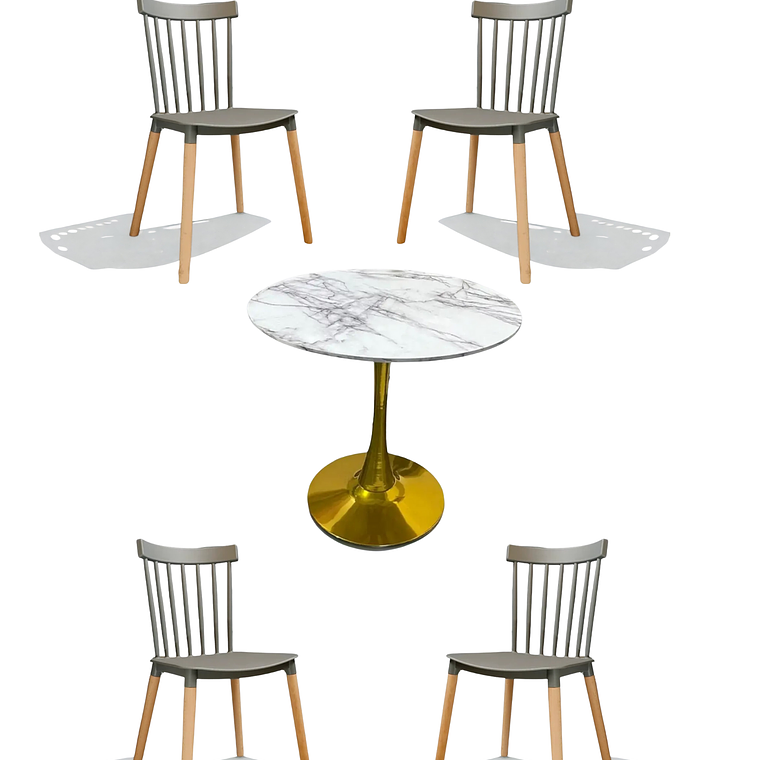 Comedor Mesa Tulip Golden + Sillas Windsor 3