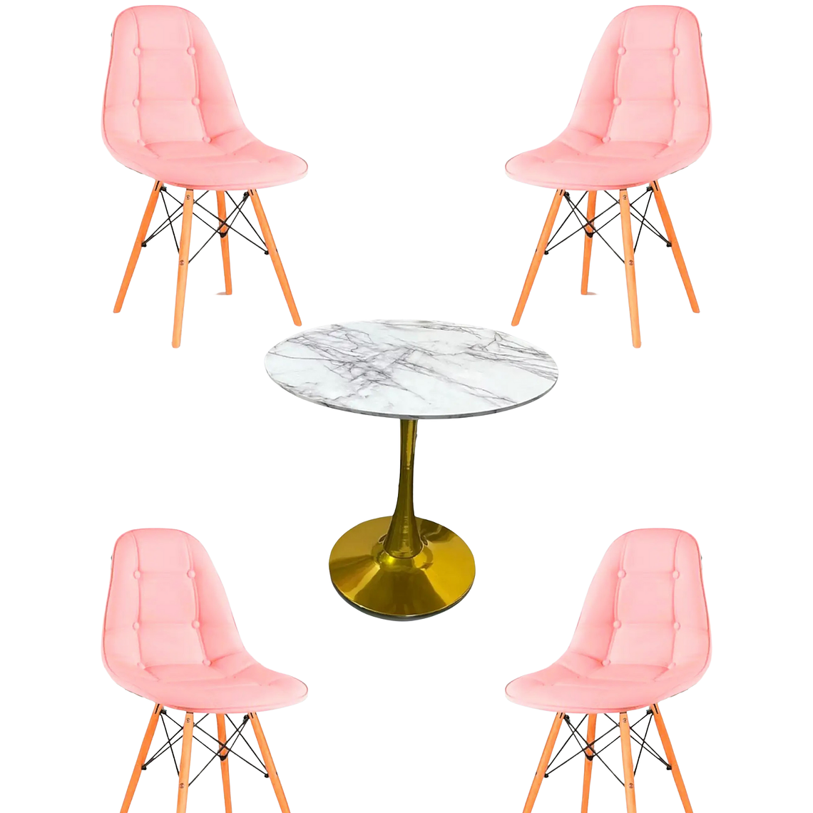 Comedor Mesa Tulip Golden + Sillas Buckle 3