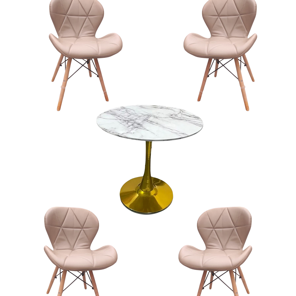 Comedor Mesa Tulip Golden + Sillas Radar 5